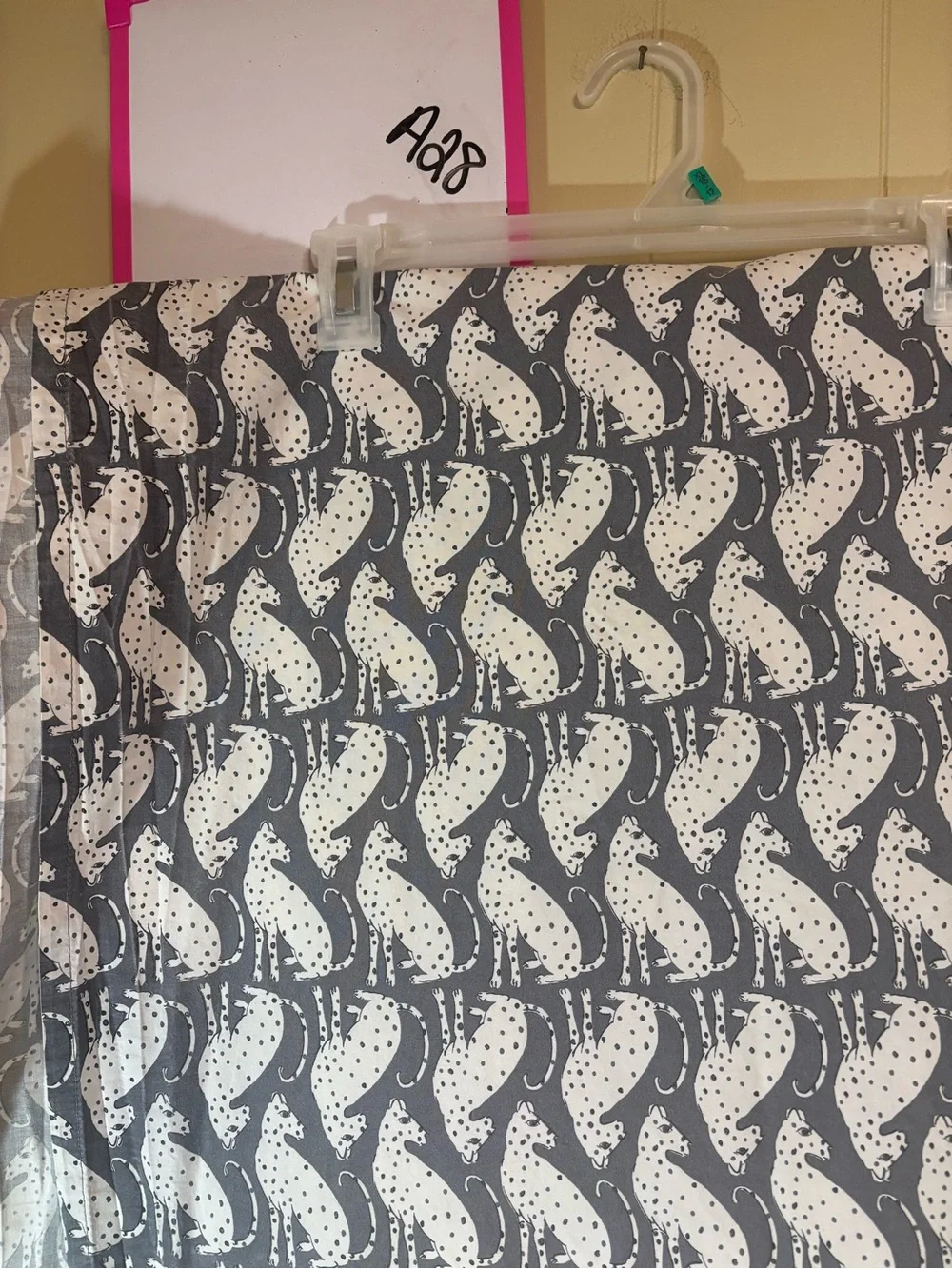 Anthropologie Gray and White Cat Motif Bedding Sheet